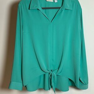 Chico's Vibrant Green Blouse with Front Tie